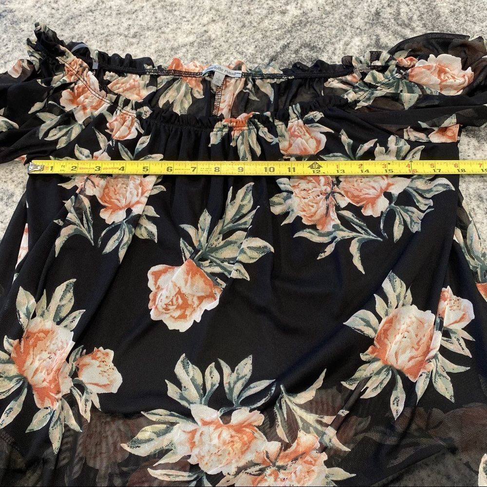 Charlotte Russe Large Boho Sheer Floral Crop Top With Overlay - Picture 6 of 9